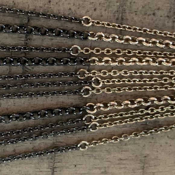 Two Toned Long Multi Chain Drop Earrings - Picture 9 of 11